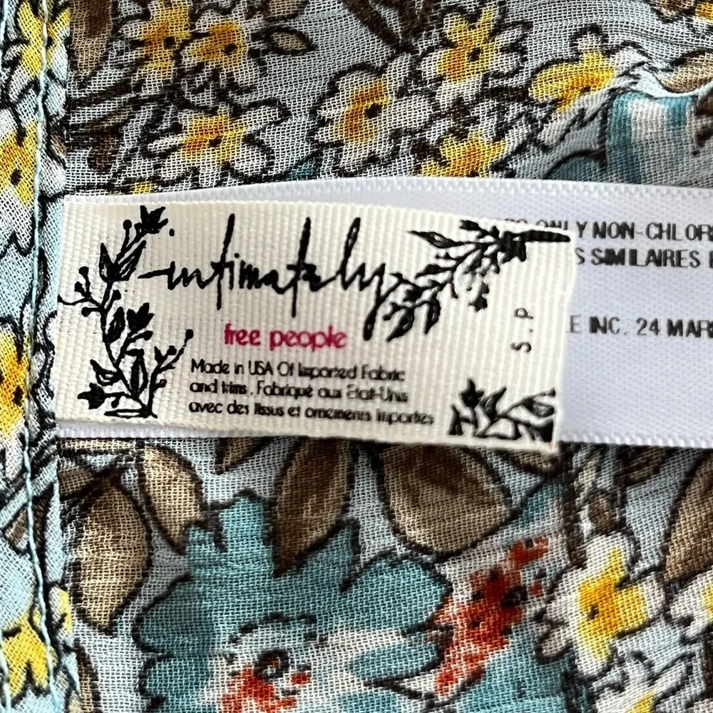 Intimately Free People Elsa Floral Blue Blouse/Bodysuit size S